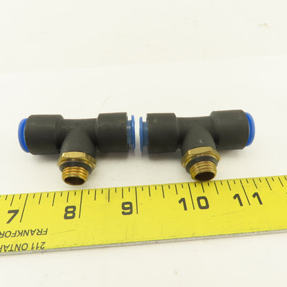 SMC 1/2-20 (-5) JIC Flare x 12mm x 12mm Tube Push To Connect Branch Tee Lot Of 2