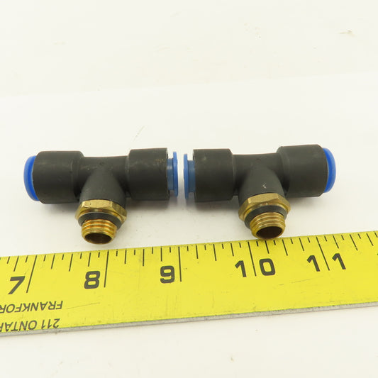 SMC 1/2-20 (-5) JIC Flare x 12mm x 12mm Tube Push To Connect Branch Tee Lot Of 2