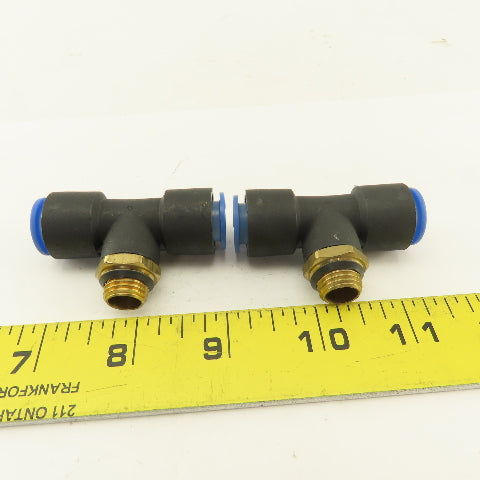 SMC 1/2-20 (-5) JIC Flare x 12mm x 12mm Tube Push To Connect Branch Tee Lot Of 2