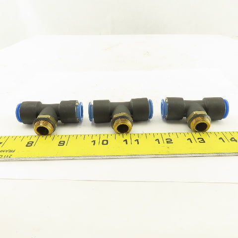 SMC 3/8NPT x 12mm x 12mm Tube Push To Connect Branch Tee Lot Of 3
