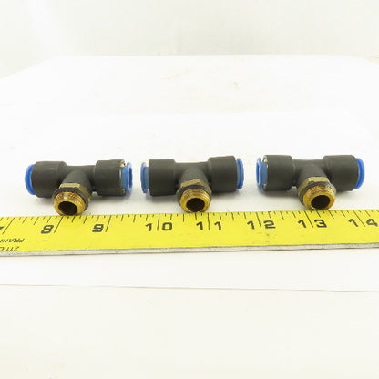 SMC 3/8NPT x 12mm x 12mm Tube Push To Connect Branch Tee Lot Of 3