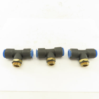 SMC 3/8NPT x 12mm x 12mm Tube Push To Connect Branch Tee Lot Of 3
