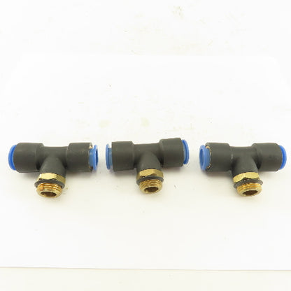 SMC 3/8NPT x 12mm x 12mm Tube Push To Connect Branch Tee Lot Of 3