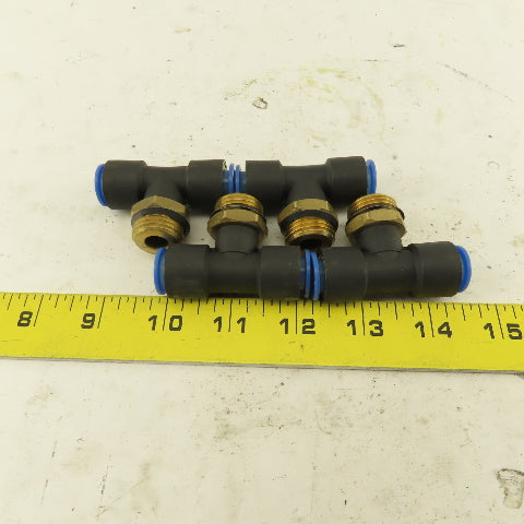 SMC 1/2NPT x 12mm x 12mm Tube Push To Connect Branch Tee Lot Of 4