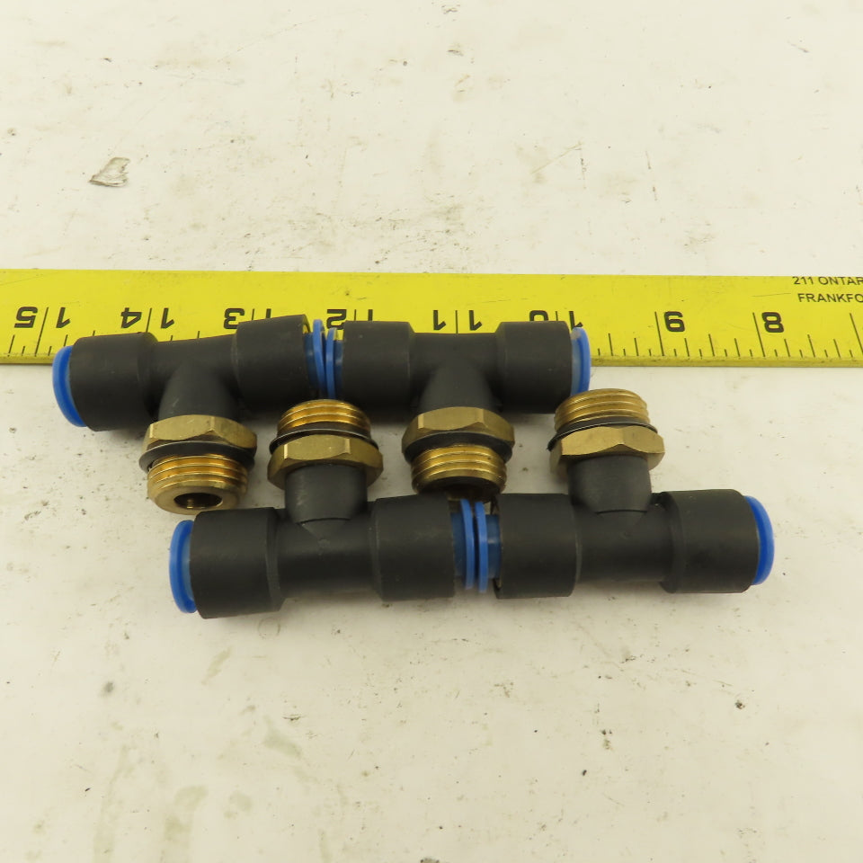 SMC 1/2NPT x 12mm x 12mm Tube Push To Connect Branch Tee Lot Of 4