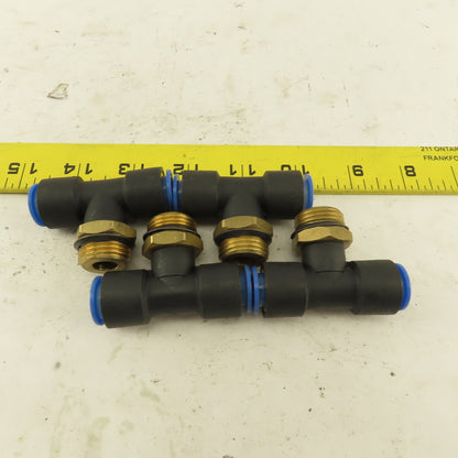 SMC 1/2NPT x 12mm x 12mm Tube Push To Connect Branch Tee Lot Of 4
