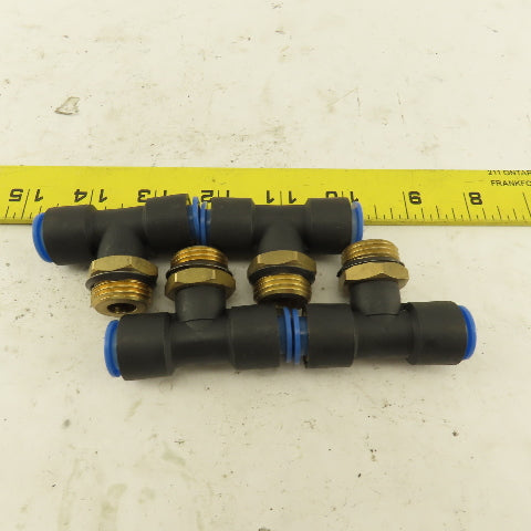 SMC 1/2NPT x 12mm x 12mm Tube Push To Connect Branch Tee Lot Of 4