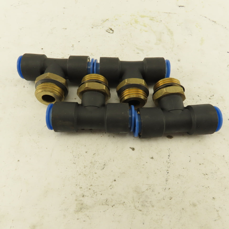 SMC 1/2NPT x 12mm x 12mm Tube Push To Connect Branch Tee Lot Of 4