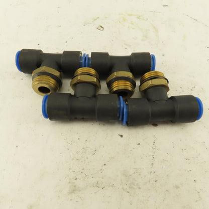 SMC 1/2NPT x 12mm x 12mm Tube Push To Connect Branch Tee Lot Of 4