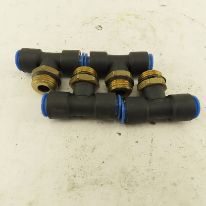 SMC 1/2NPT x 12mm x 12mm Tube Push To Connect Branch Tee Lot Of 4