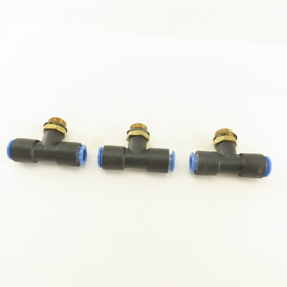 SMC 1/2-20 (-5) x 8mm x 8mm Tube Push To Connect Branch Tee Lot Of 3
