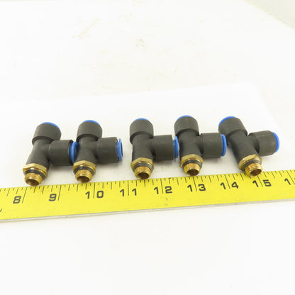 SMC 1/2-20 (-5) JIC Flare  x 12mm x 12mm Tube Push To Connect Run Tee Lot Of 5
