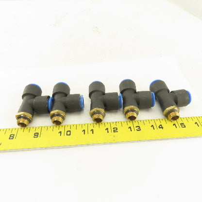 SMC 1/2-20 (-5) JIC Flare  x 12mm x 12mm Tube Push To Connect Run Tee Lot Of 5