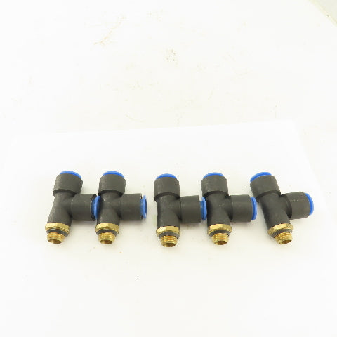 SMC 1/2-20 (-5) JIC Flare  x 12mm x 12mm Tube Push To Connect Run Tee Lot Of 5