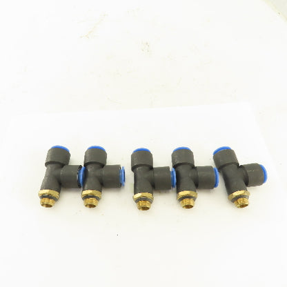 SMC 1/2-20 (-5) JIC Flare  x 12mm x 12mm Tube Push To Connect Run Tee Lot Of 5
