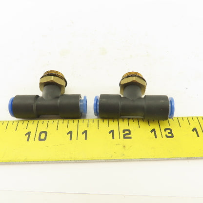SMC 3/8NPT x 8mm x 8mm Tube Push To Connect Branch Tee Lot Of 2