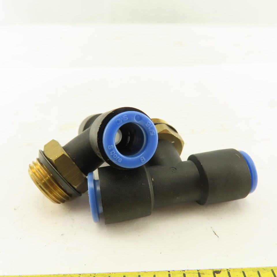 SMC 3/8NPT x 8mm x 8mm Tube Push To Connect Branch Tee Lot Of 2