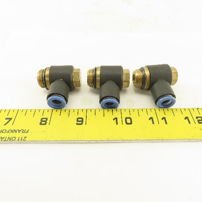 SMC 3/8NPT x 8mm Tube Push To Connect Swivel Elbow 90° Lot Of 3