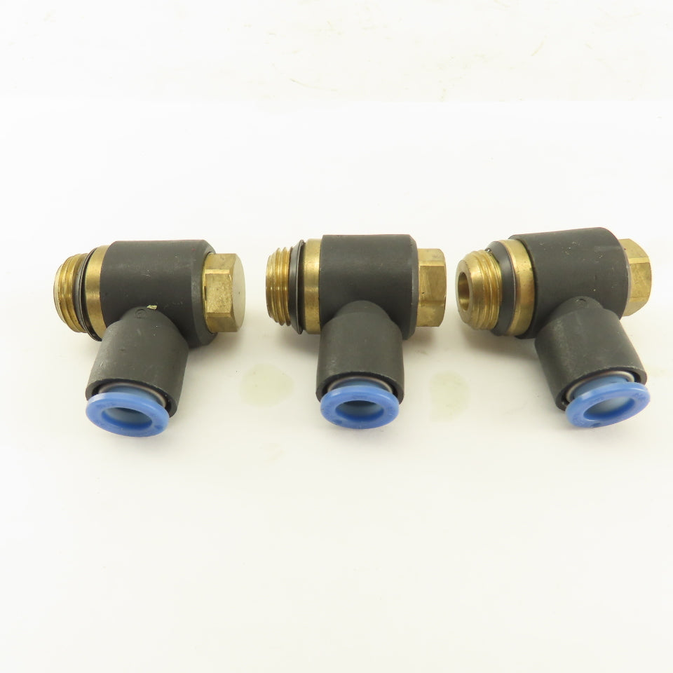 SMC 3/8NPT x 8mm Tube Push To Connect Swivel Elbow 90° Lot Of 3