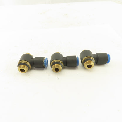 SMC 1/4NPT x 8mm Tube Push To Connect Swivel Elbow 90° Lot Of 3