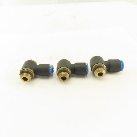 SMC 1/4NPT x 8mm Tube Push To Connect Swivel Elbow 90° Lot Of 3