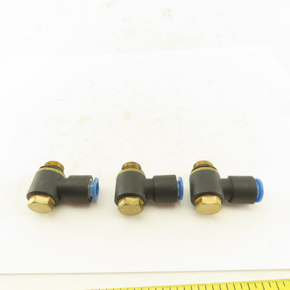 SMC 1/4NPT x 8mm Tube Push To Connect Swivel Elbow 90° Lot Of 3
