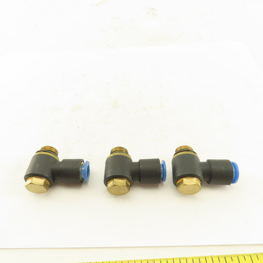 SMC 1/4NPT x 8mm Tube Push To Connect Swivel Elbow 90° Lot Of 3