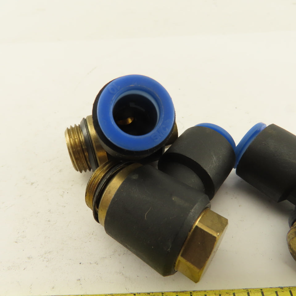 SMC 3/8NPT x 10mm Tube Push To Connect Swivel Elbow 90° Lot Of 3