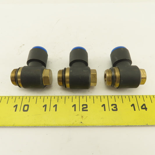 SMC 3/8NPT x 10mm Tube Push To Connect Swivel Elbow 90° Lot Of 3