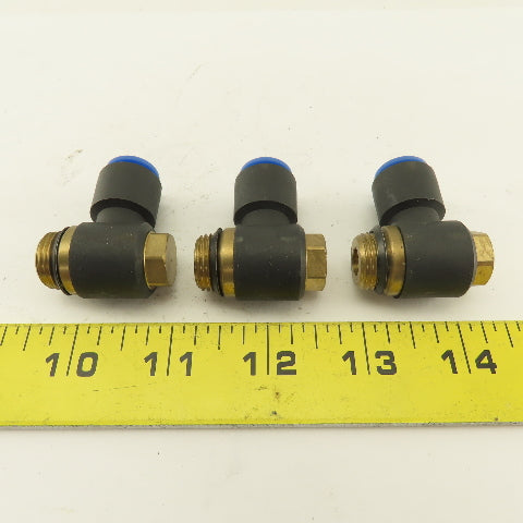 SMC 3/8NPT x 10mm Tube Push To Connect Swivel Elbow 90° Lot Of 3