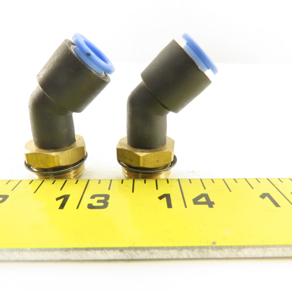 SMC 3/8NPT x 8mm Tube Push To Connect Elbow 45° Lot Of 2