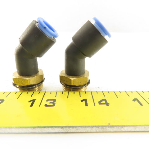 SMC 3/8NPT x 8mm Tube Push To Connect Elbow 45° Lot Of 2