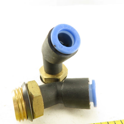 SMC 3/8NPT x 8mm Tube Push To Connect Elbow 45° Lot Of 2