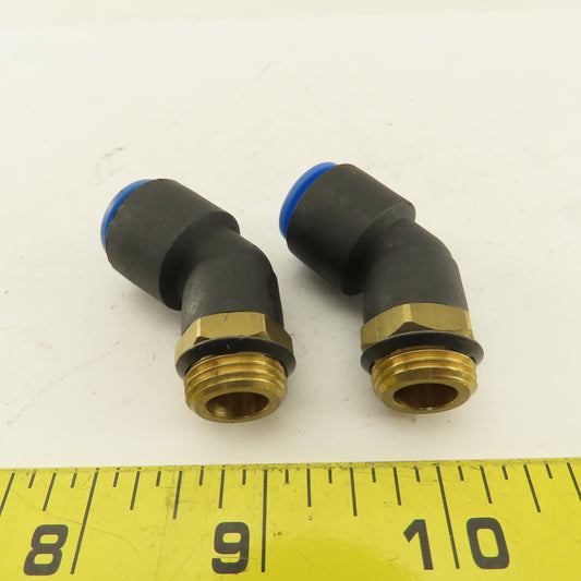 SMC 3/8NPT x 12mm Tube Push To Connect Elbow 45° Lot Of 2