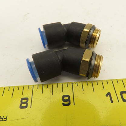 SMC 3/8NPT x 10mm Tube Push To Connect Elbow 45° Lot Of 2