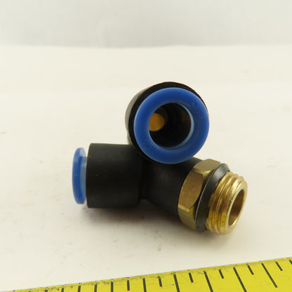 SMC 3/8NPT x 10mm Tube Push To Connect Elbow 45° Lot Of 2