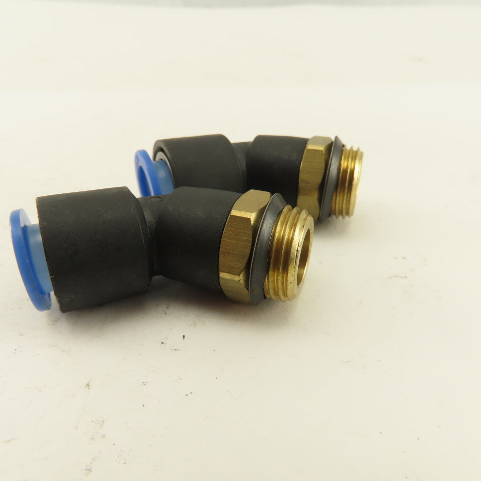 SMC 3/8NPT x 10mm Tube Push To Connect Elbow 45° Lot Of 2