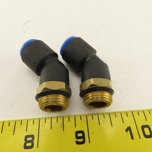 SMC 3/8NPT x 10mm Tube Push To Connect Elbow 45° Lot Of 2