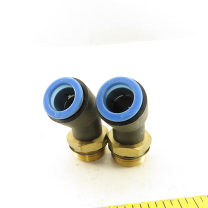 SMC 1/2NPT x 12mm Tube Push To Connect Elbow 45° Lot Of 2