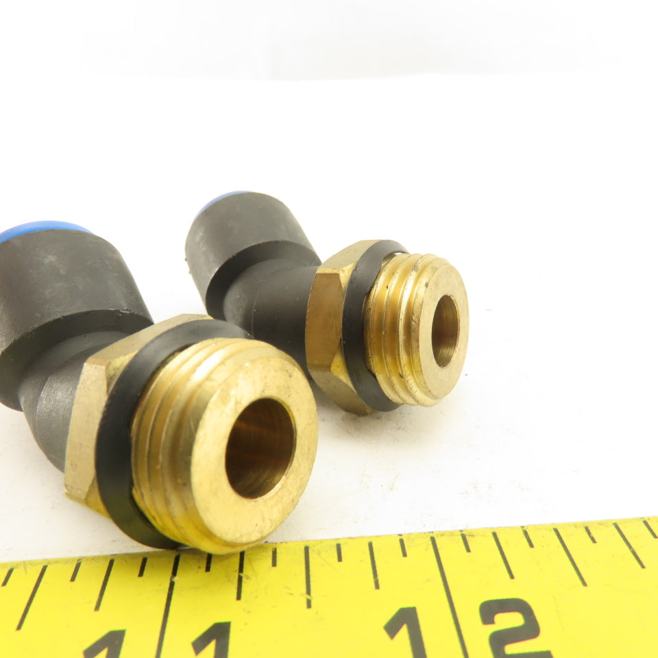 SMC 1/2NPT x 12mm Tube Push To Connect Elbow 45° Lot Of 2