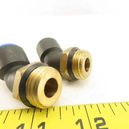 SMC 1/2NPT x 12mm Tube Push To Connect Elbow 45° Lot Of 2