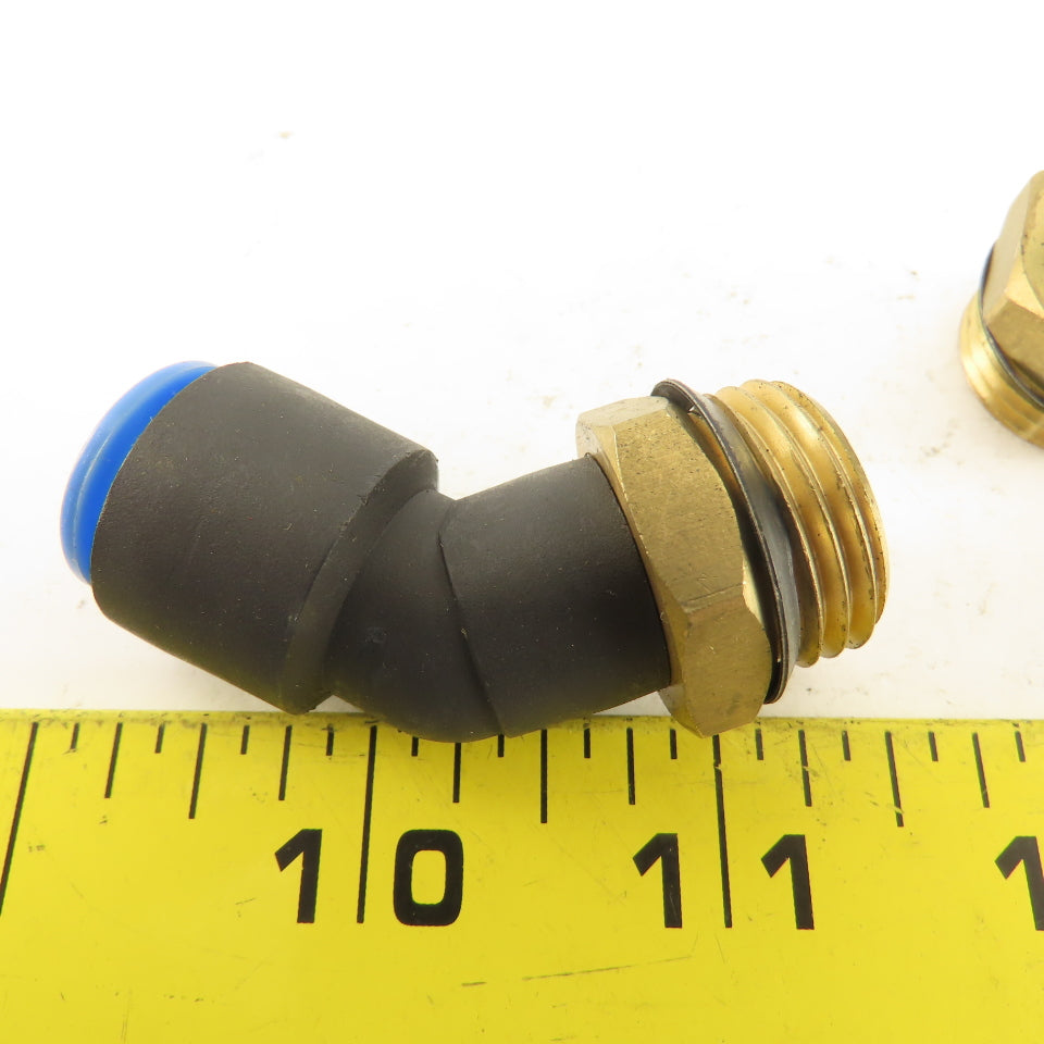 SMC 1/2NPT x 12mm Tube Push To Connect Elbow 45° Lot Of 2