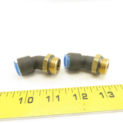 SMC 1/2NPT x 12mm Tube Push To Connect Elbow 45° Lot Of 2