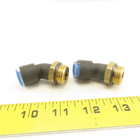 SMC 1/2NPT x 12mm Tube Push To Connect Elbow 45° Lot Of 2