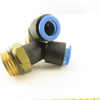 SMC 1/2NPT x 10mm Tube Push To Connect Elbow 45° Lot Of 2