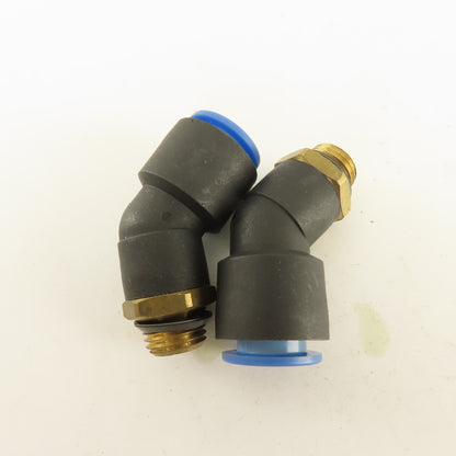 SMC 1/2-20 (-5) JIC Flare x 12mm Tube Push To Connect Elbow 45° Lot Of 2