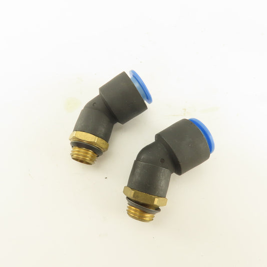 SMC 1/2-20 (-5) JIC Flare x 12mm Tube Push To Connect Elbow 45° Lot Of 2