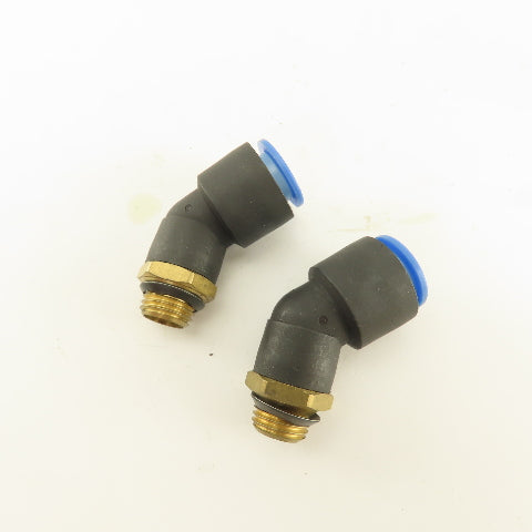 SMC 1/2-20 (-5) JIC Flare x 12mm Tube Push To Connect Elbow 45° Lot Of 2