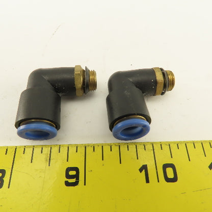 SMC 3/8-24 (-3) JIC Flare x 8mm Tube Push To Connect Elbow 90° Lot Of 2