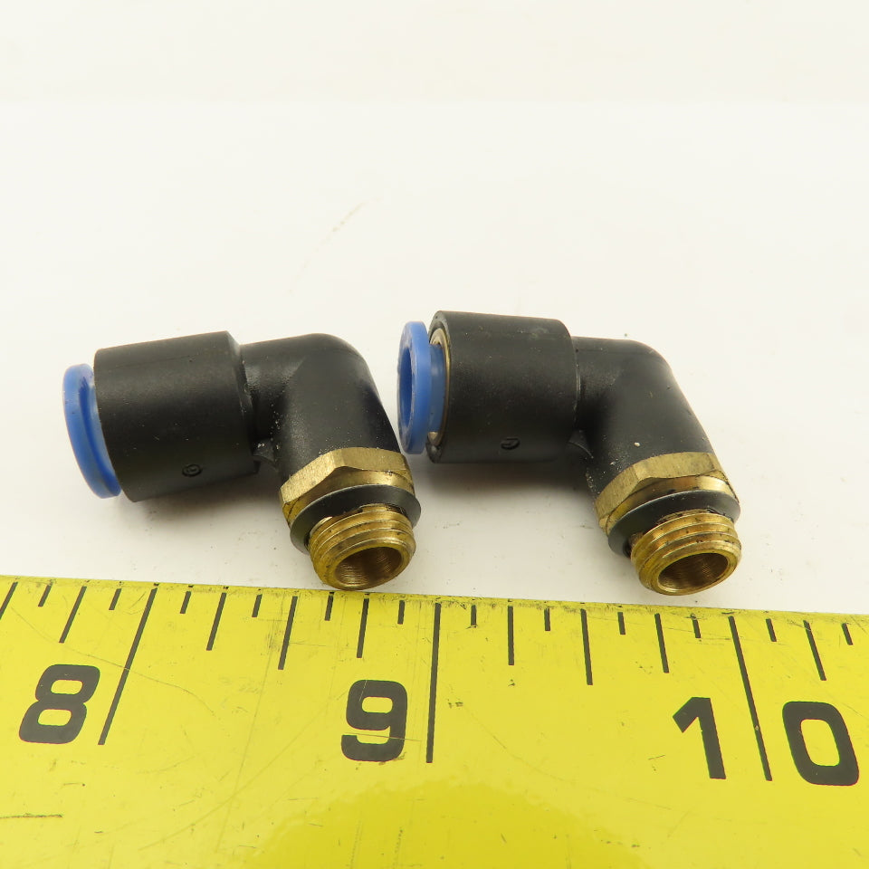 SMC 3/8-24 (-3) JIC Flare x 8mm Tube Push To Connect Elbow 90° Lot Of 2
